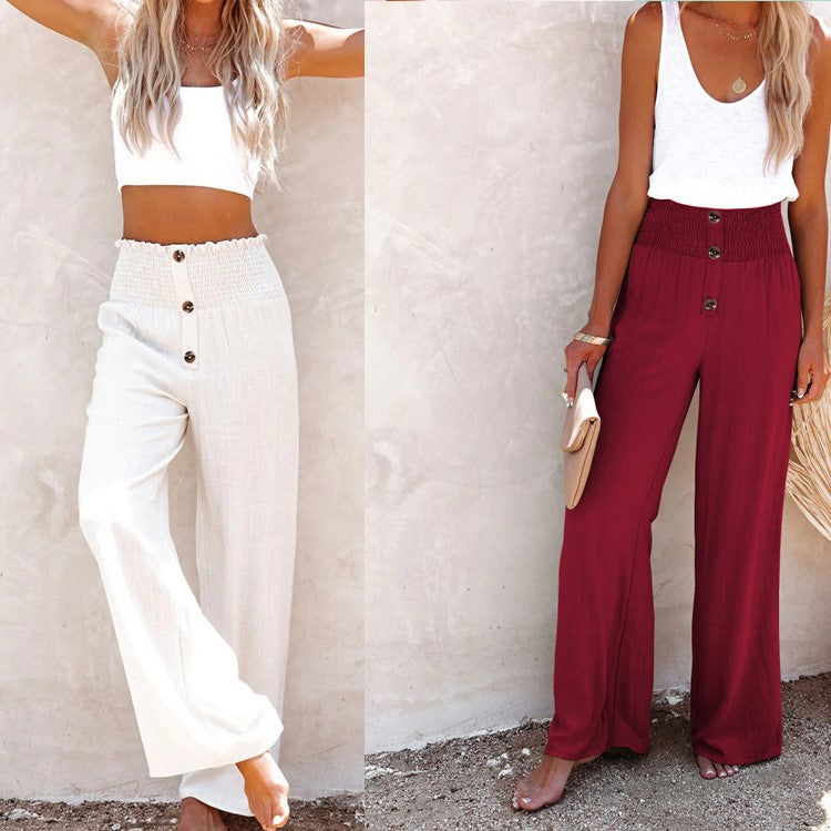 Loose Cotton Linen Straight Suspender Pants Dusty Red